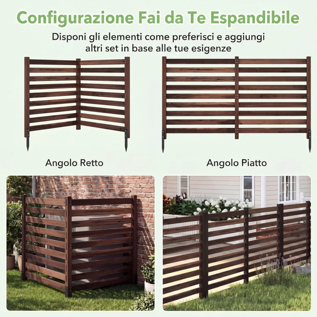 Recinzione da Giardino in Legno Massello, Schermo per Privacy da Esterno Regolabile, Pannelli Privacy da Giardino per Condizionatore e Bidoni della Spazzatura e Divisorio di Spazio (Marrone)