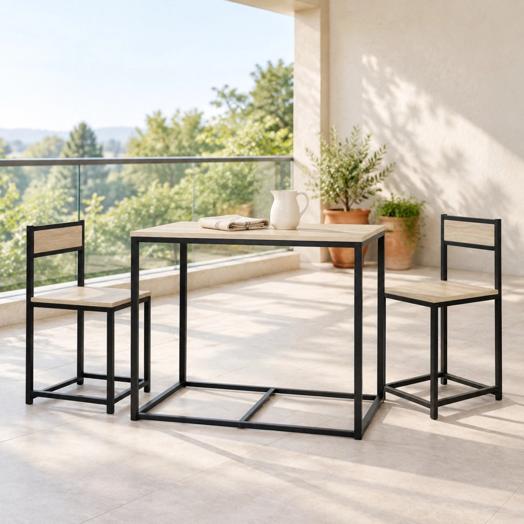 Tavolo e 2 sedie 90x47x76 cm rovere chiaro salvaspazio, 2 persone