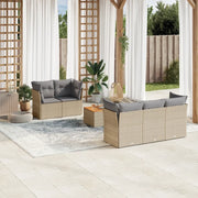 Set Divano da Giardino 6 pz con Cuscini Beige in Polyrattan 3223483