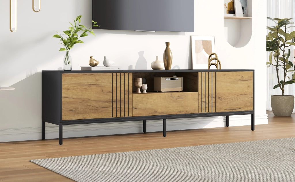 Cassettiera TV in truciolato colore rovere lunghezza 170 cm