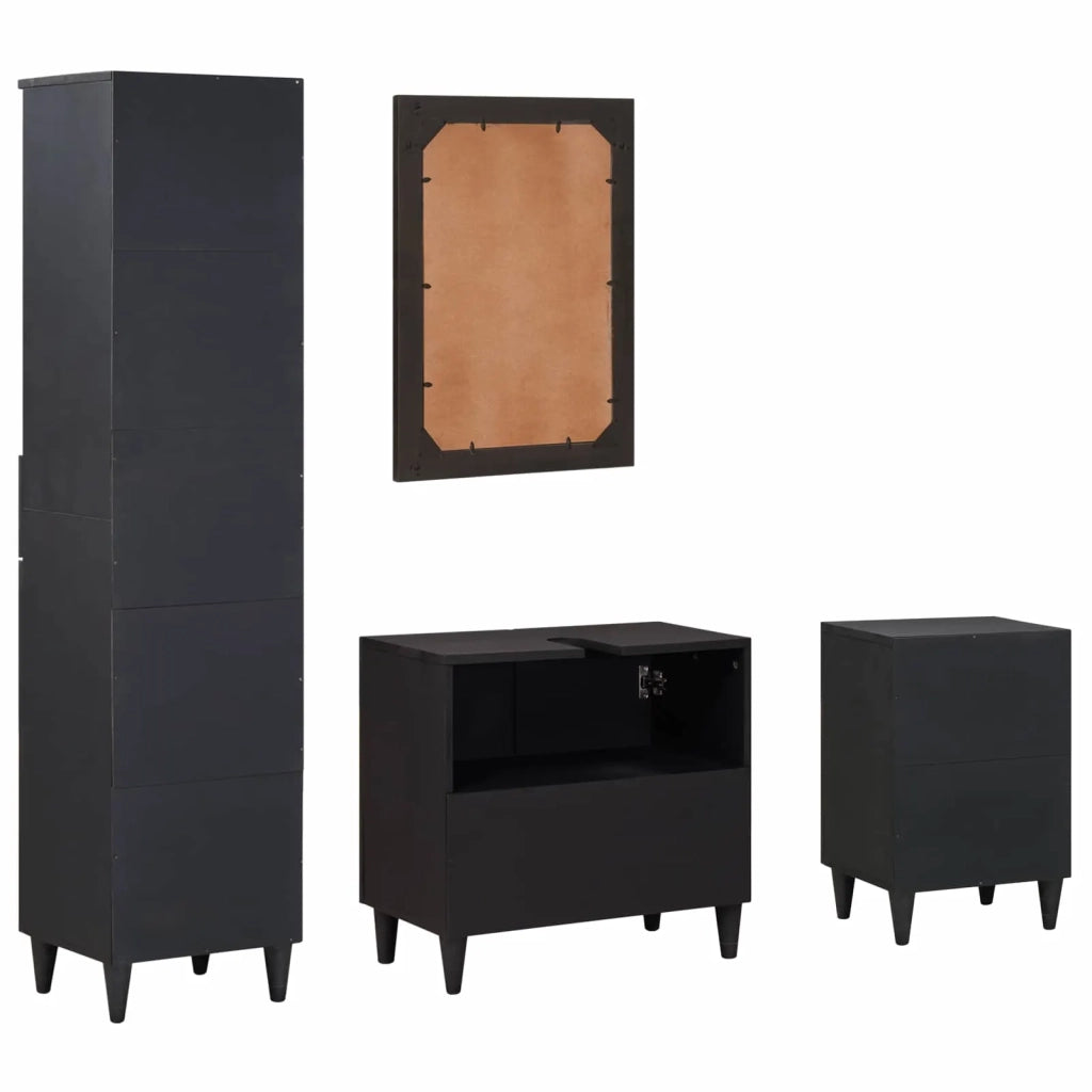 Set di Armadi da Bagno | Armadio da bagno con porta 4 pz Legno di mango massello