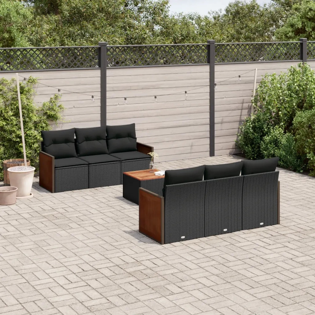 Set Divani da Giardino con Cuscini 7pz Nero Polyrattancod mxl 90325