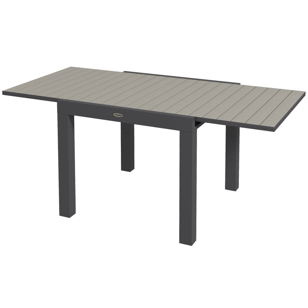 Tavolo da Giardino Allungabile per 4-6 Persone con Piano a Doghe, in Alluminio, 81/162x80x75 cm, Grigio
