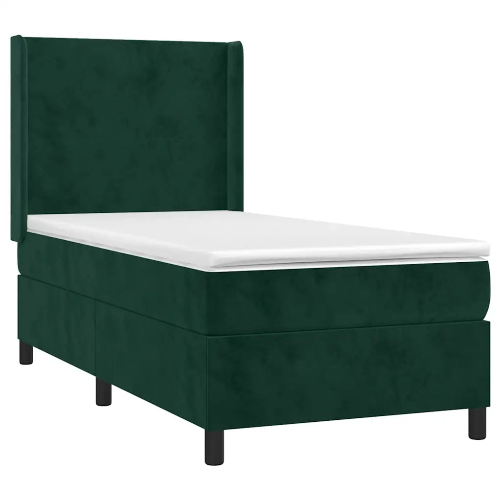 Giroletto a Molle con Materasso Verde Scuro 80x200 cm Velluto 3132528