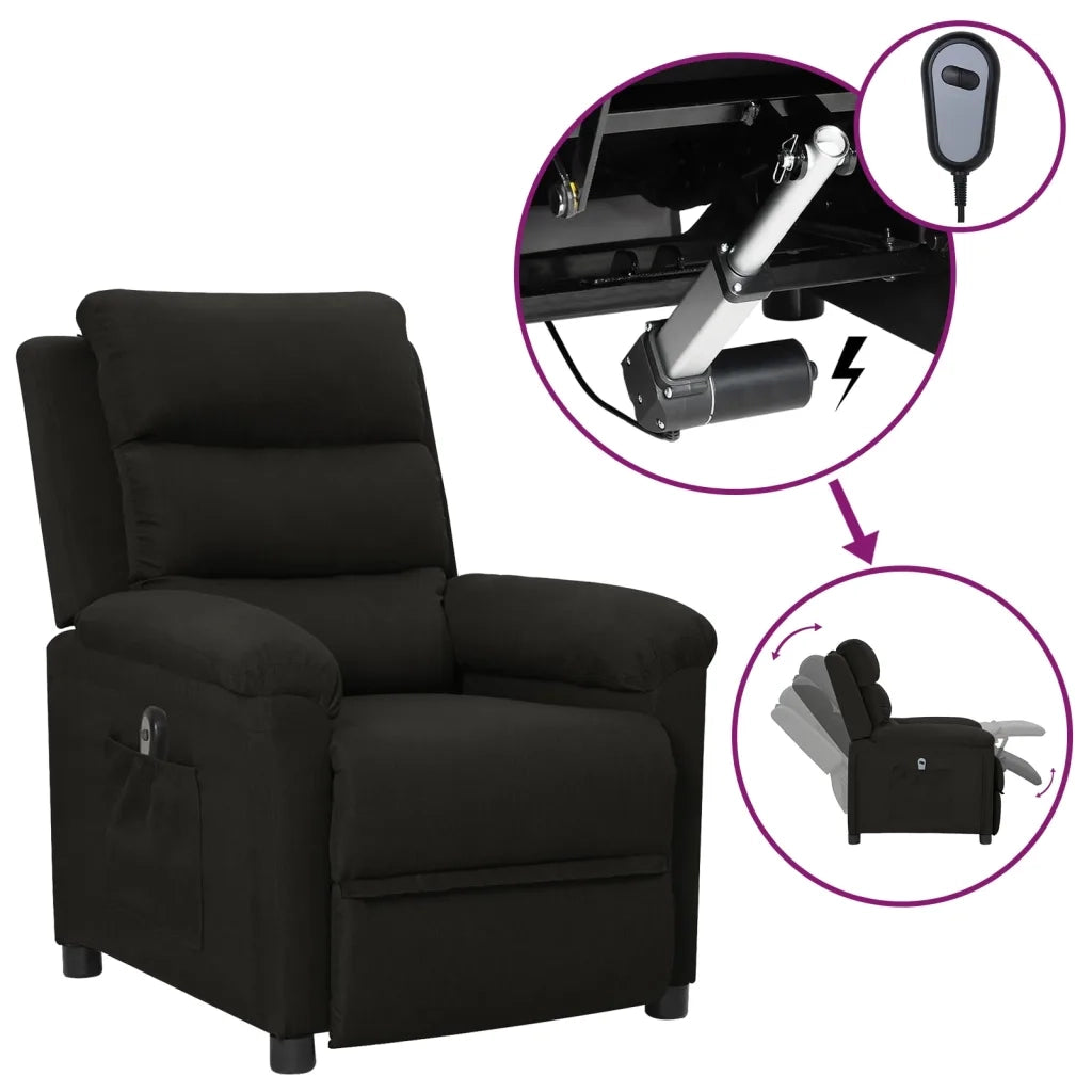 Poltrona Elettrica Reclinabile Nera in Tessuto cod mxl 27609