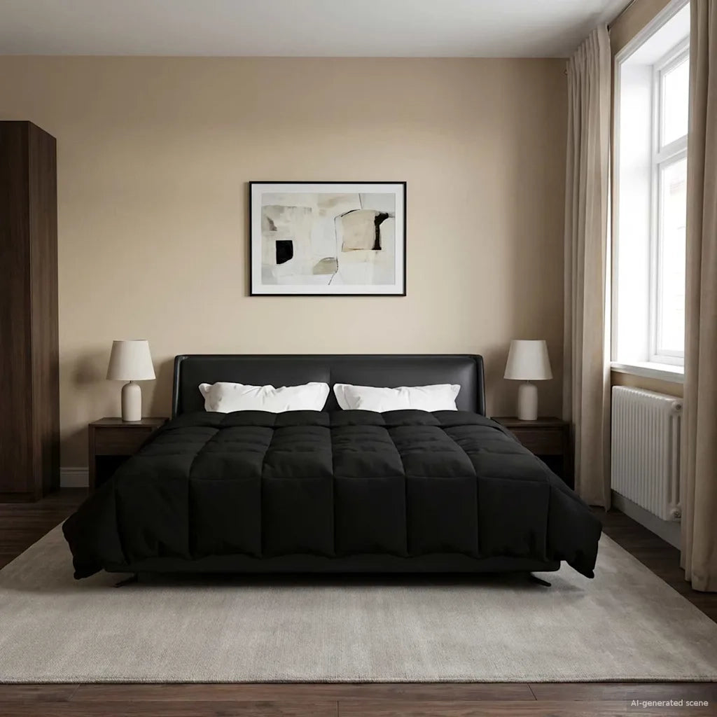 Duvet Estivo Trapuntato Nero 200 x 220 cm Microfibra 42025937