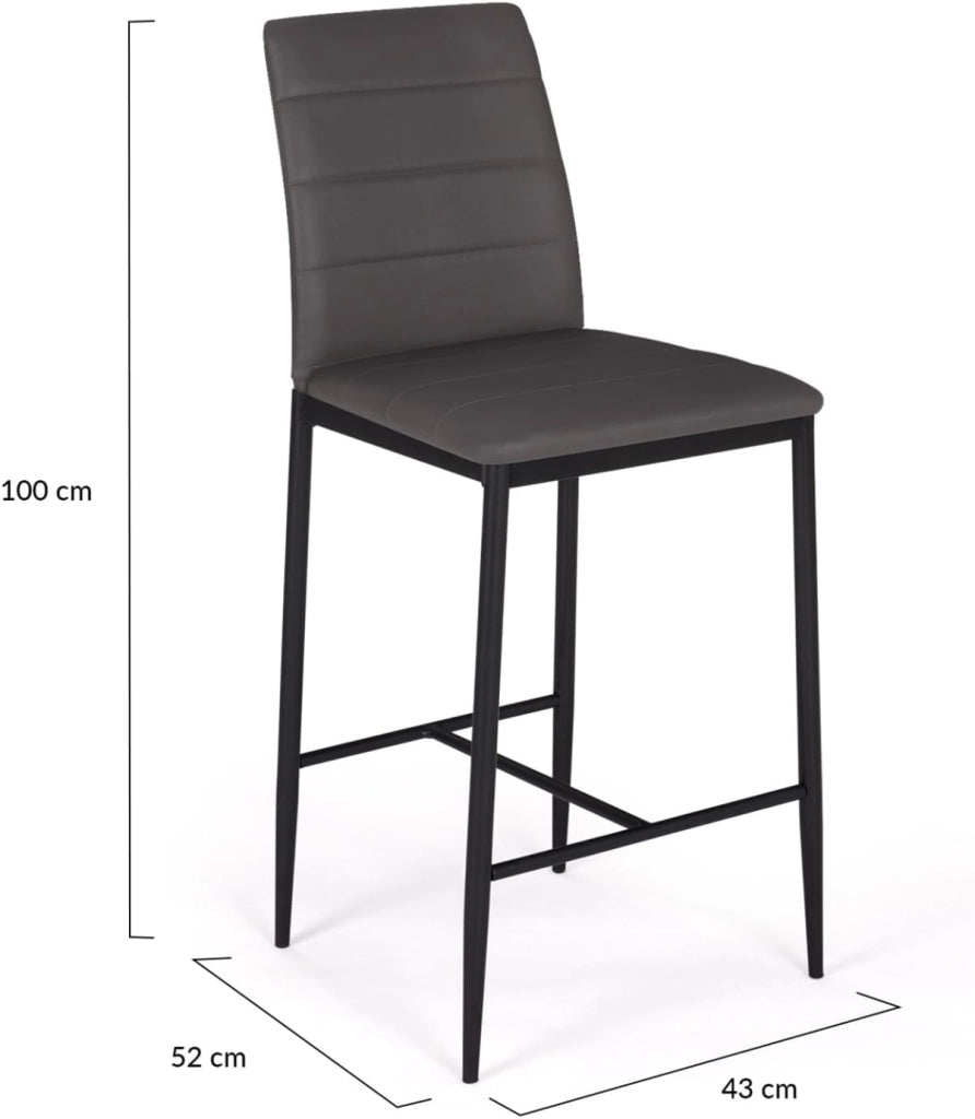 Set di 4 sgabelli da bar imbottito design contemporaneo in PVC grigio ROMANE