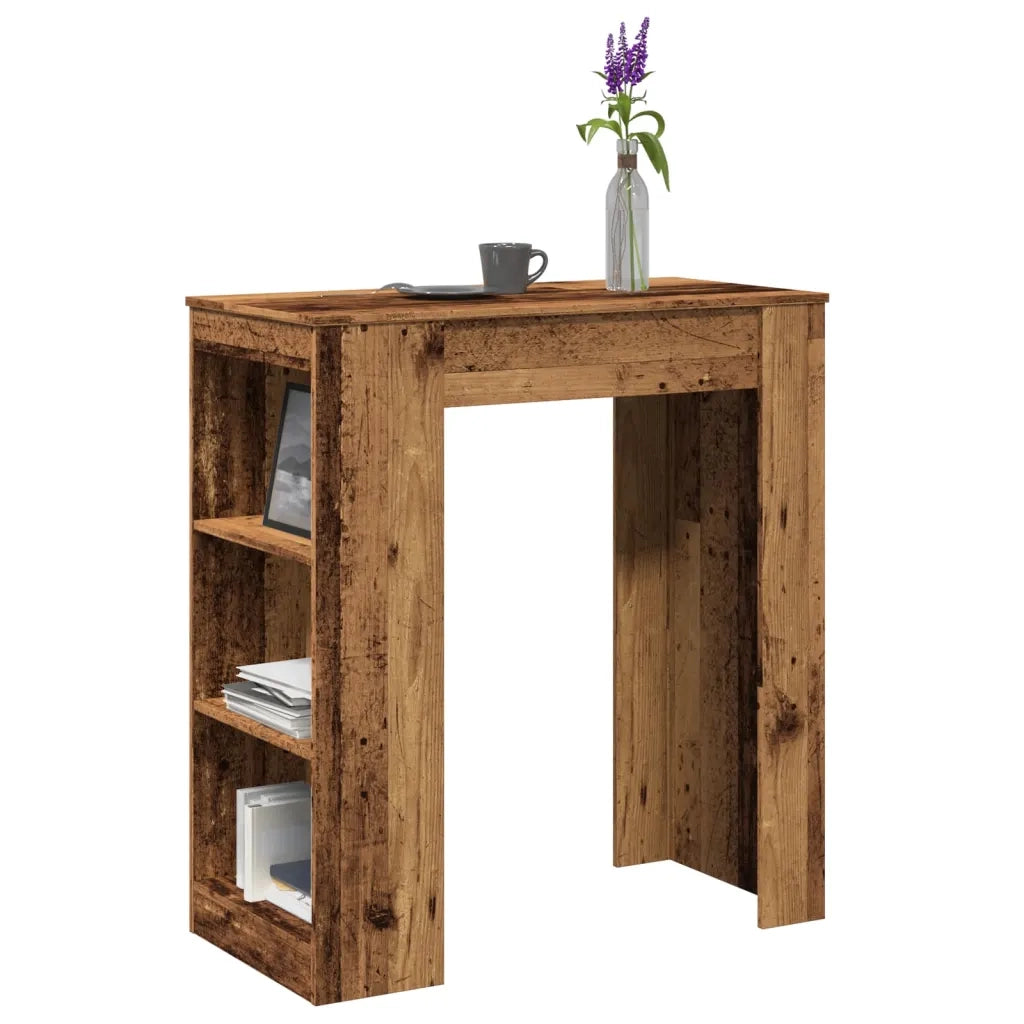 Tavolo Bar con Rastrelliera Antico 95x47x103,5 cm Multistrato 854389