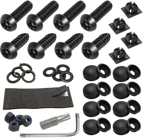 Fermovente di targa - Set di 2 in acciaio inox - Design anti-furto - Viti di sicurezza - Fermovente di targa con viti 

 Specifiche tecniche: 
 - Materiale: Acciaio inossidabile 
 - Quantità: Set di 2