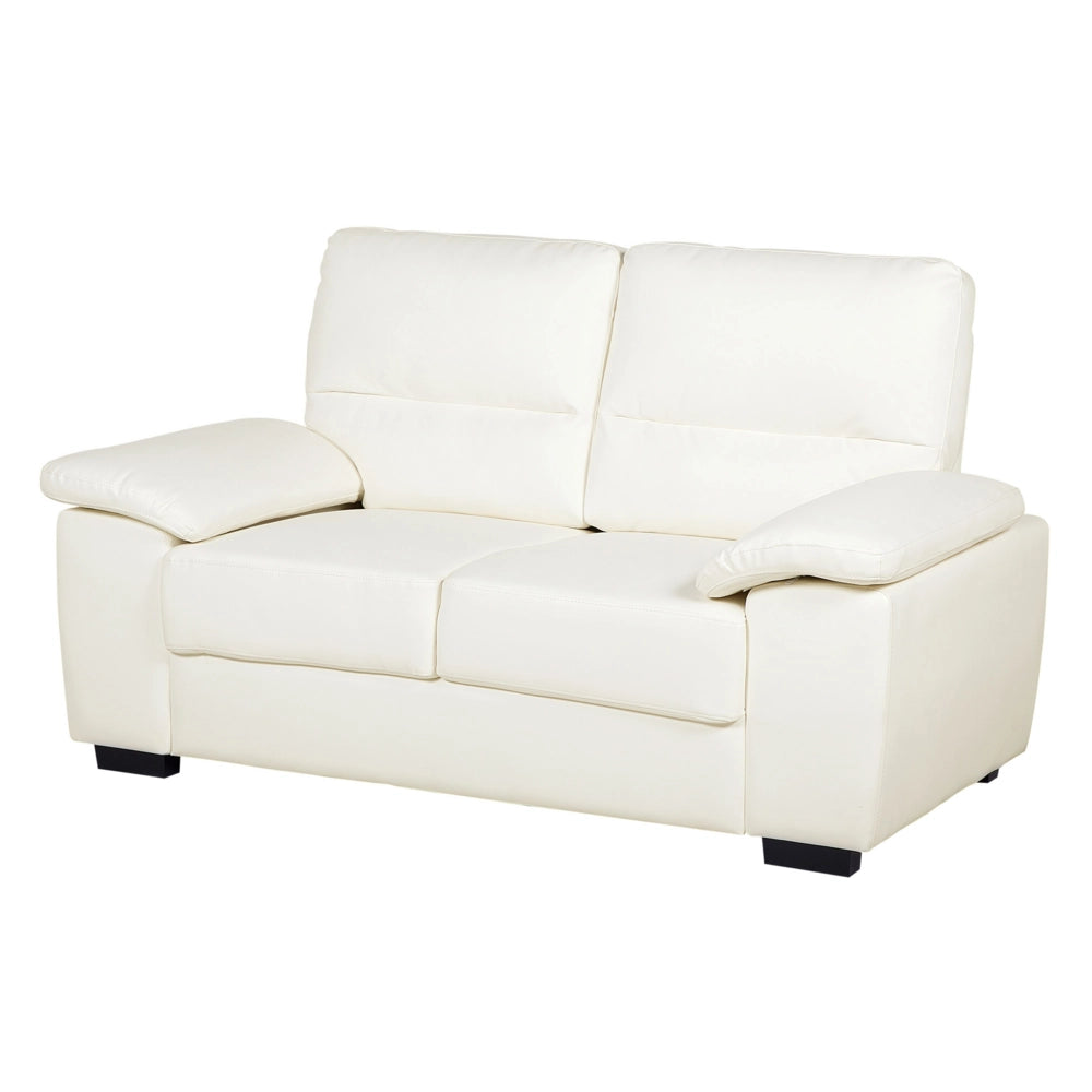 Set divano 3 + 2 posti in ecopelle color bianco sporco da soggiorno stile moderno