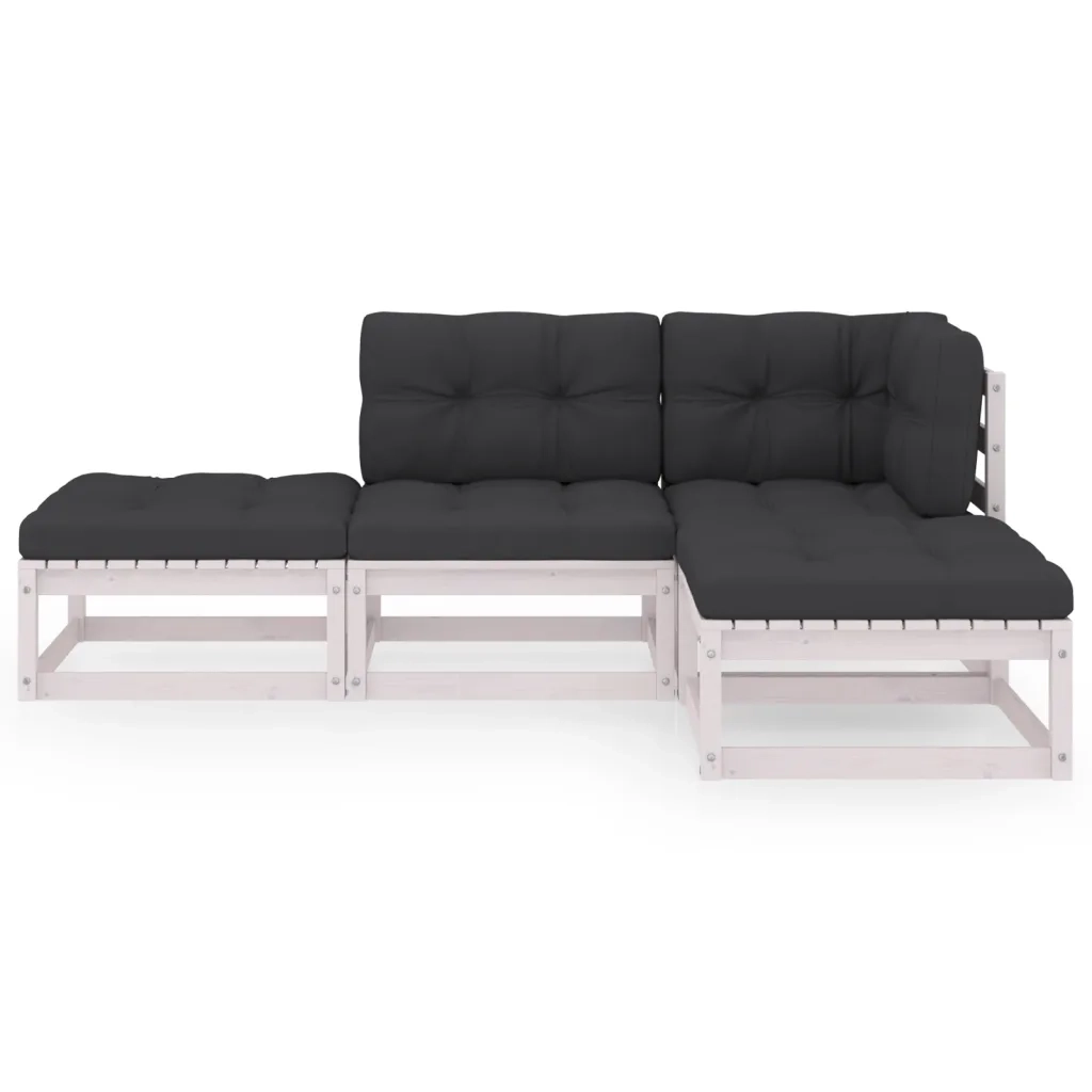 Set Divani da Giardino 4 pz con Cuscini Legno Massello Pino cod mxl 44600