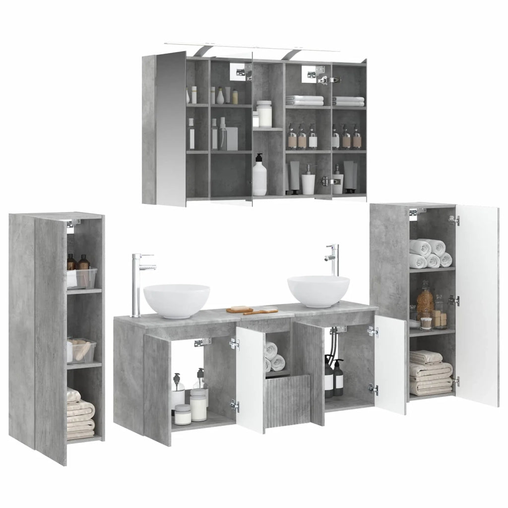 Set di mobili per il bagno 6 pcs Grigio Cemento 3407146