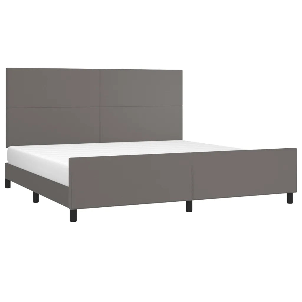 Giroletto con Testiera-Struttura Letto con testiera Grigio 200x200 cm in Similpelle 757277