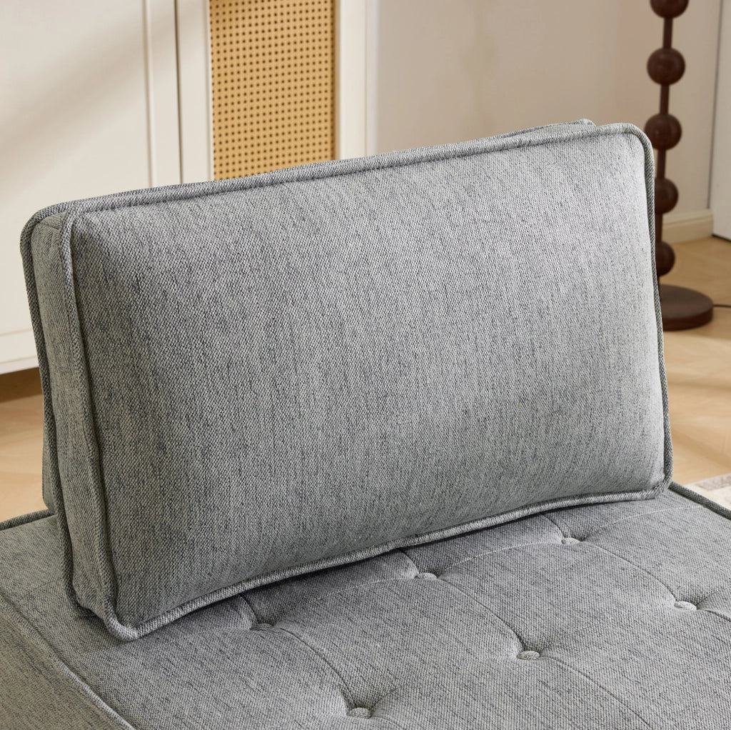 Poltrona modulare salvaspazio in lino grigio chiaro HOMVRA