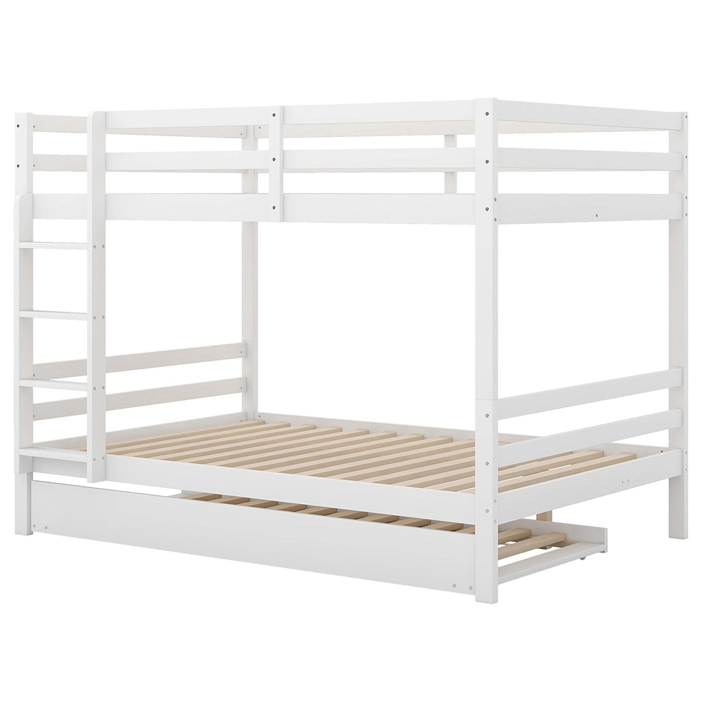 Letto a castello per bambini - Xylo - 140x200 cm - Bianco - Con letto estraibile e sponde alte