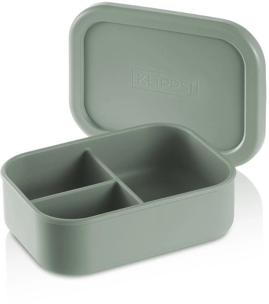 Lunchbox medio - 3-vacche scatola di conservazione in siliconi platino, resistente alle scalfitture, termo e idroisolante, impermeabile, lavastoviglie resistente (verde)
