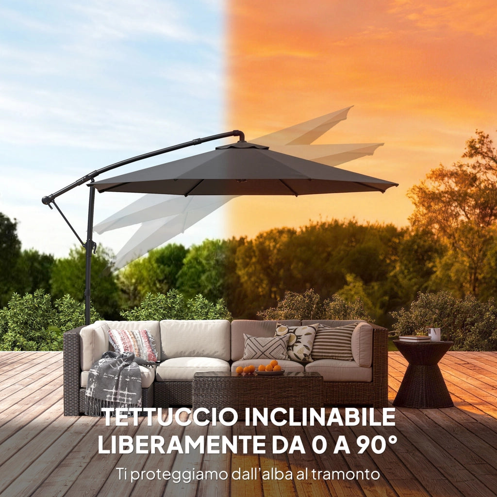 Ombrellone da Giardino 3x3 m ¨C zephmum ¨C Nero, Metallo, Poliestere