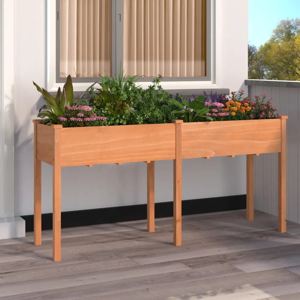 Fioriera | Cassetta per fiori | Vaso con Fodera Marrone 161x45x76cm Legno Massello di Abete