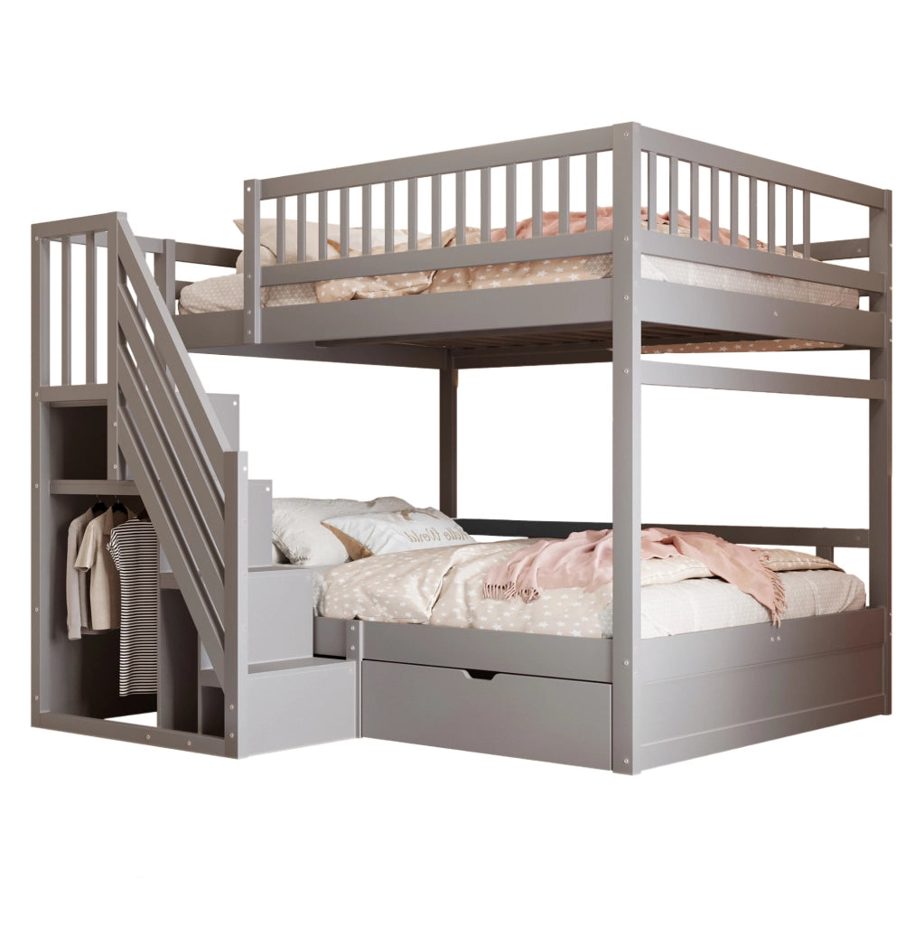Letto a castello 140x200 cm in legno massello grigio