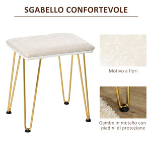 Consolle Trucco 2 Cassetti 80x40x136 cm con Specchio e Sgabello Bianco