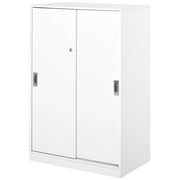 Armadietto da Ufficio 3 Ripiani con Chiavi 80x40x120 cm in Truciolato Bianco