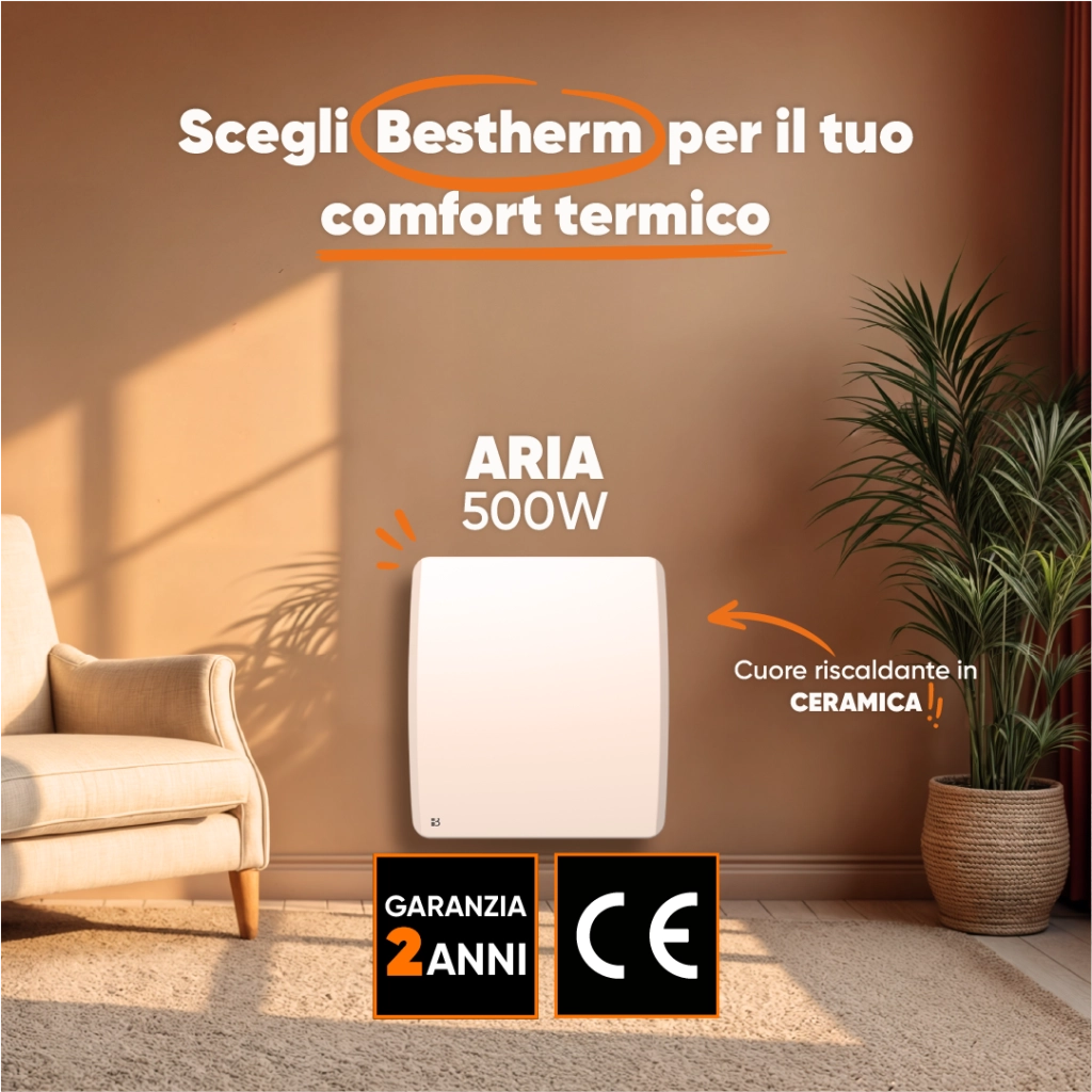 Radiatore elettrico in ceramica a inerzia secca Bestherm ARIA 500W