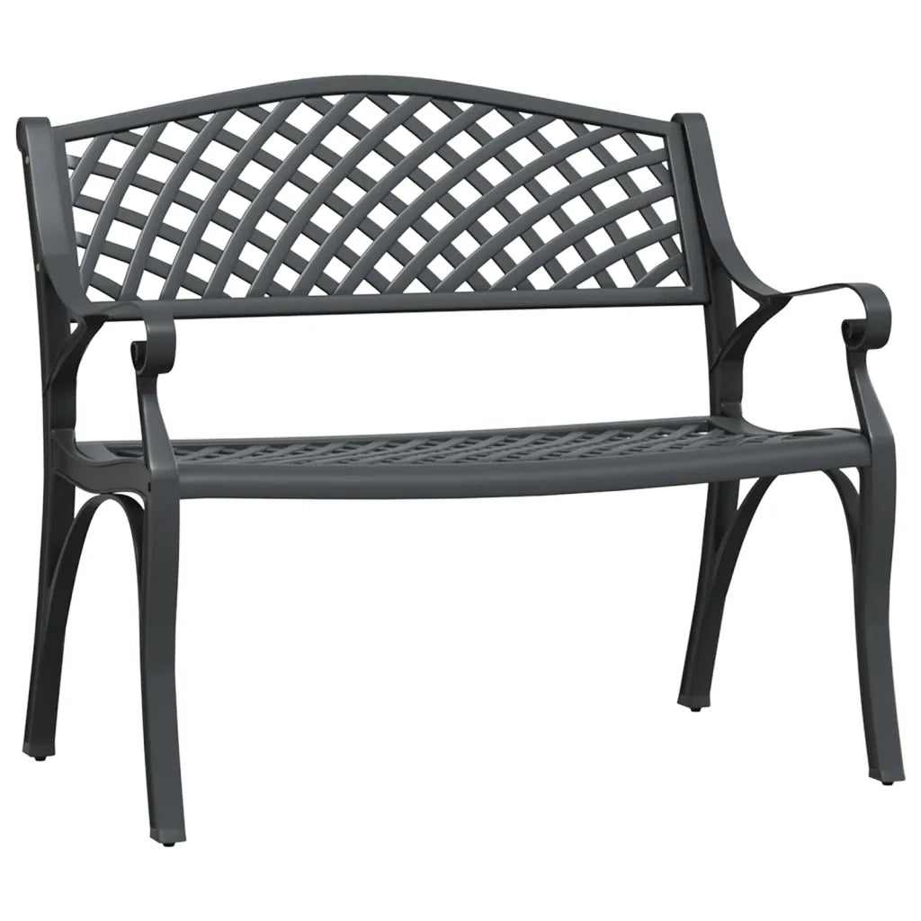 Panchina da Giardino 102 cm in Alluminio Pressofuso Nero