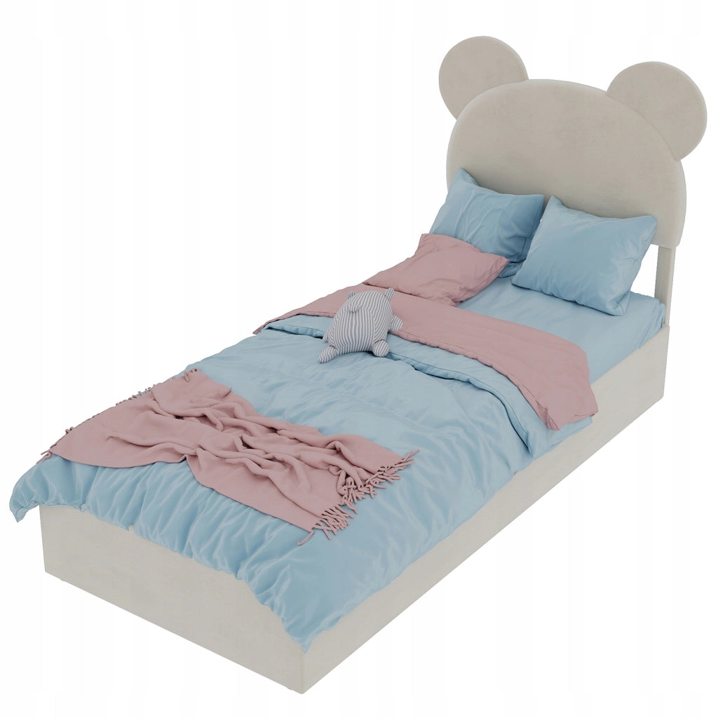 Letto imbottito singolo 90x200 - Xylo - Beige, testiera imbottita