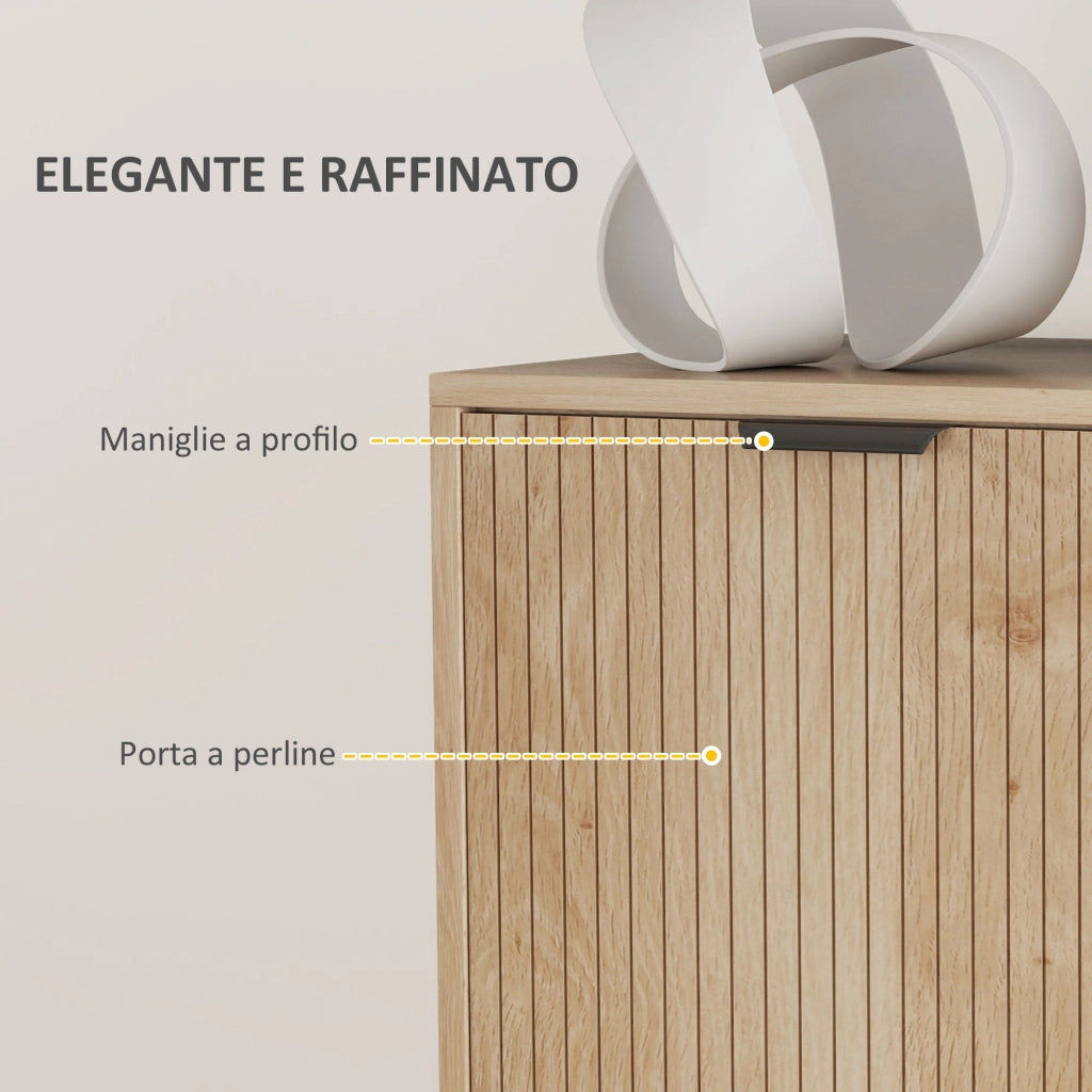 Madia Mobile Soggiorno Multiuso  78x40x77,5 cm Pannello a Doghe in Legno Rovere