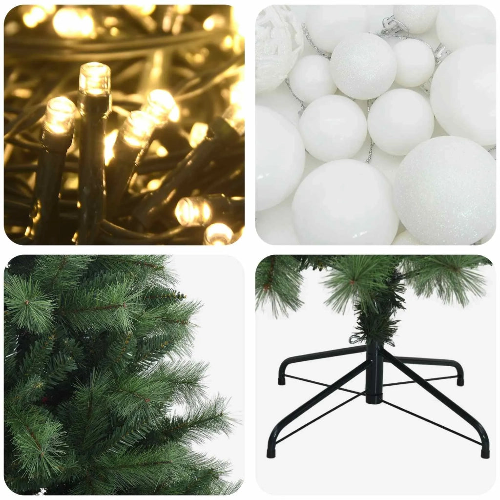 Albero di Natale artificiale con rami snodati e palline 150 cm 3466126