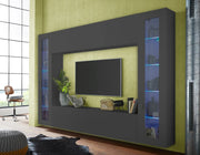 Parete attrezzata porta TV moderno pensile sospeso 2 vetrine Note Frame antracite