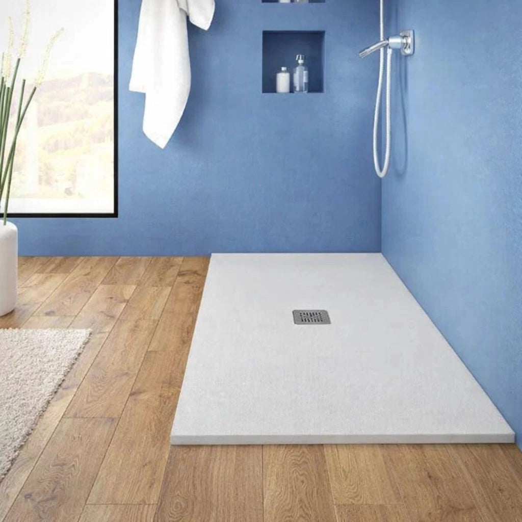 Piatto doccia in mineral marmo bianco effetto cemento elegante e sicuro in varie misure *** misure 150x80x2.5 cm, tin...