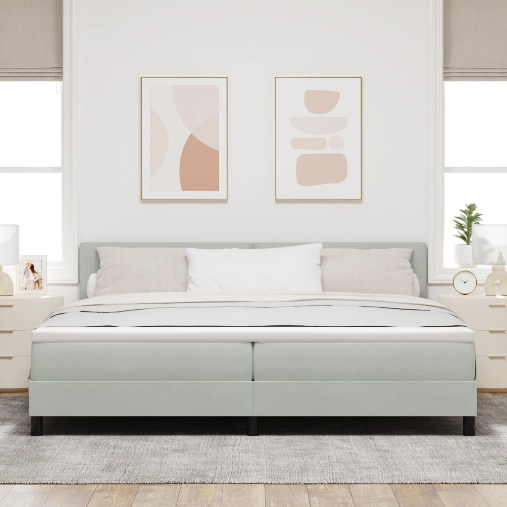 Letto con Sottospranga e Materasso & Luce LED Grigio Chiaro 200x200 cm Velluto