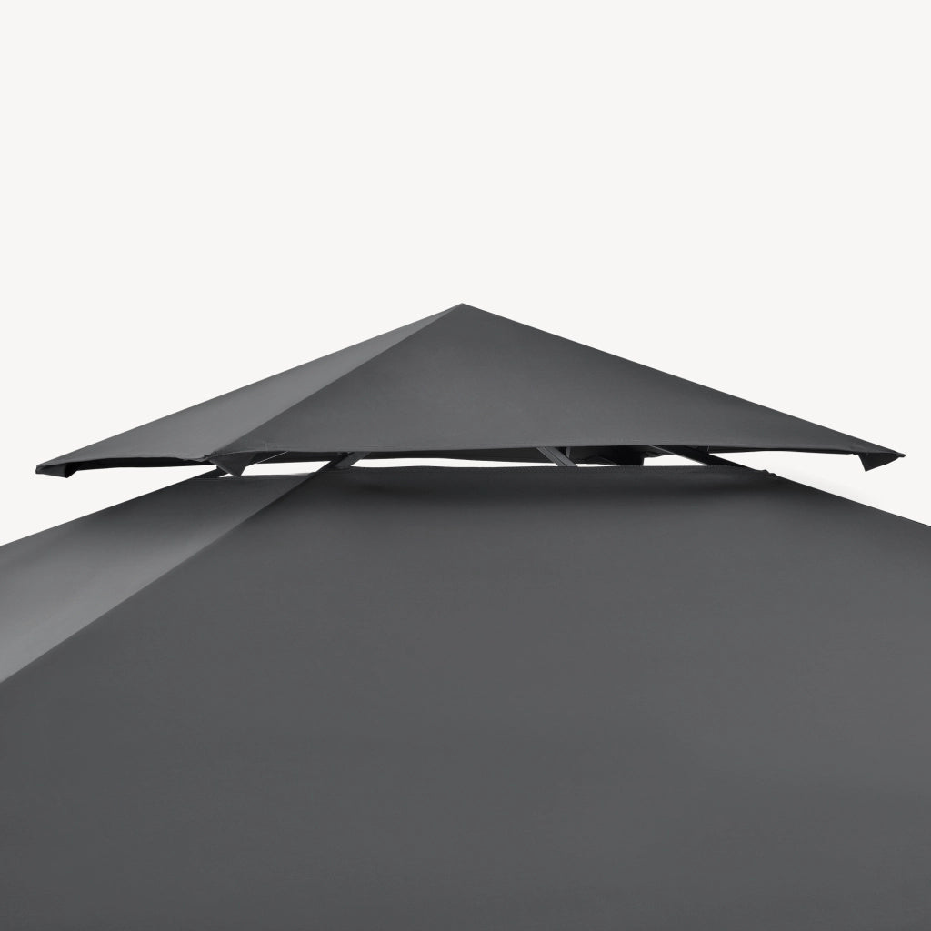 Gazebo per Barbecue Parga con Tetto Doppio e 2 Ripiani 250x241x151 cm - Grigio Scuro [en.casa]