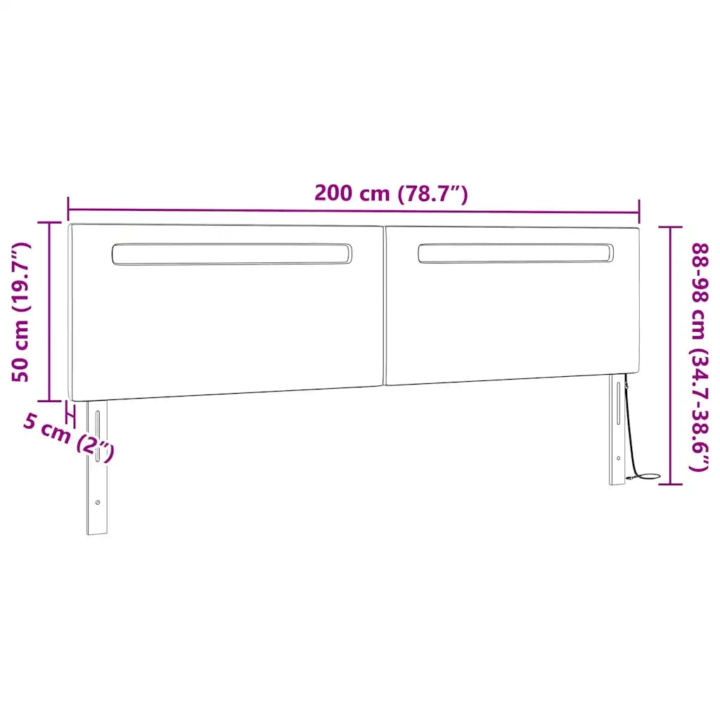 Testiera LED-Testata con Luci LED Cappuccino 200 cm Pelle Sintetica