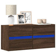 Mobile TV a Parete con Luci LED-Mobile TV a Muro Rovere Marrone 100x31x45 cm 581290