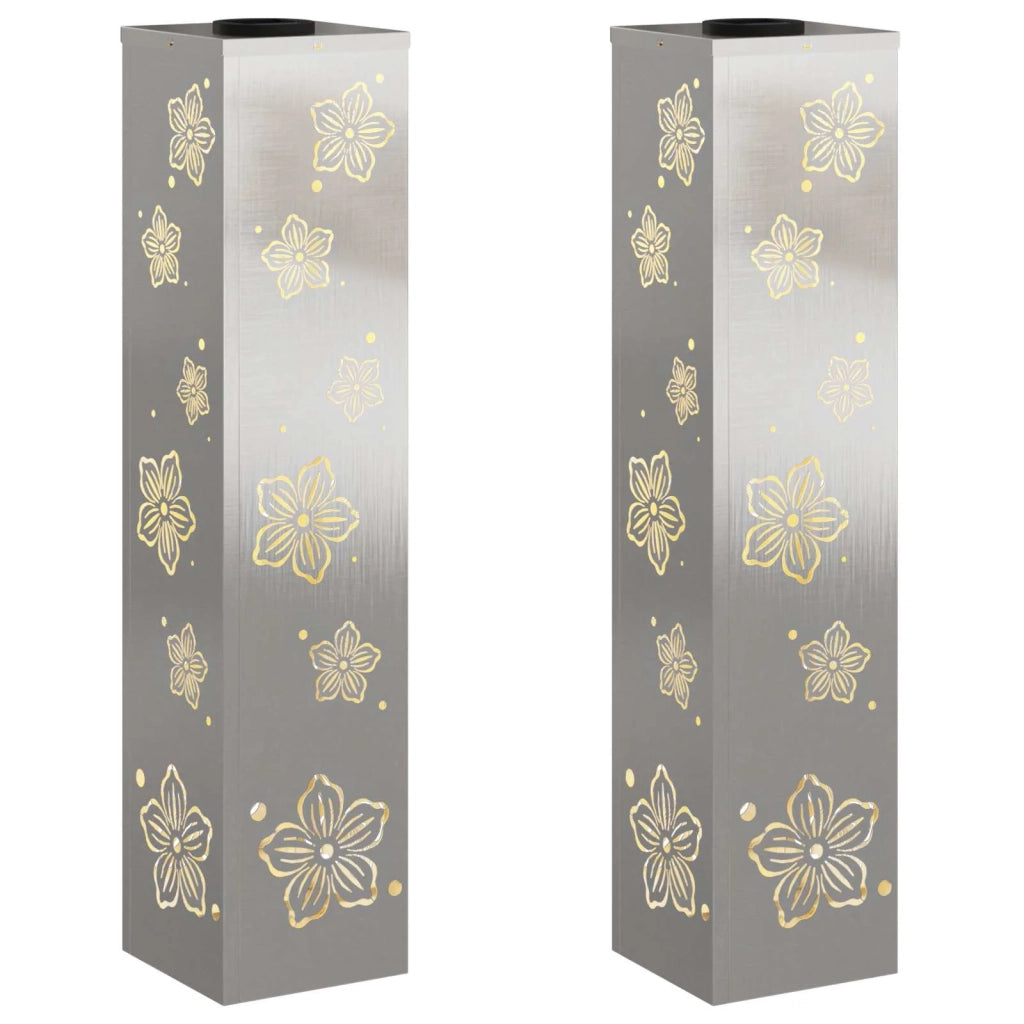 Faro LED solare per sentieri 2 pz Argento Acciaio inossidabile CFW6571367