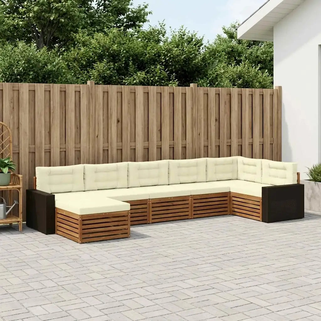 Set di divani da esterno con cuscino 7 pcs Naturale e Crema 3383633