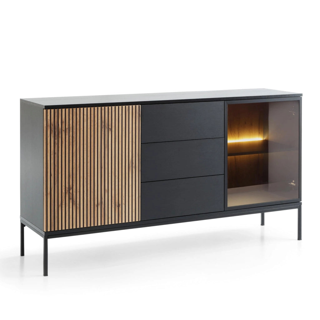 Komodee Cassettiera Laval KSZ154 Rovere Wotan/Nero 154x83x39 cm