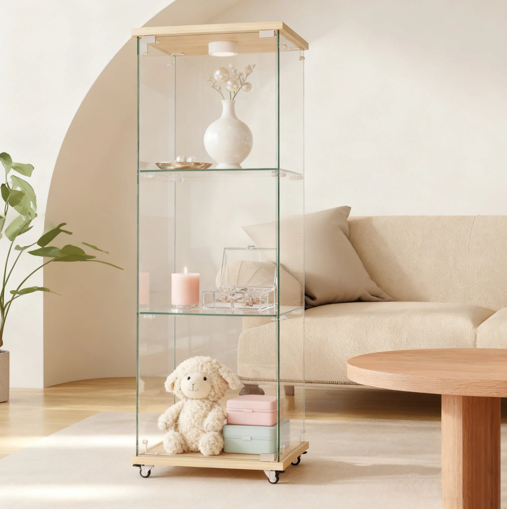 Vetrina in vetro con illuminazione LED e telecomando; design moderno; colore naturale