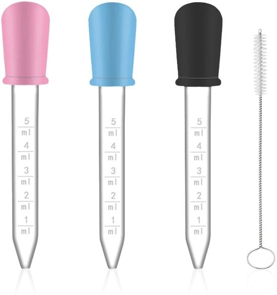 Pipetta a gocce 5 ml - Pipetta a gocce in silicone - Pipetta a gocce in plastica - Set di spazzola per pulizia - Ampia applicazione - Facile da smontare - Pipetta a gocce