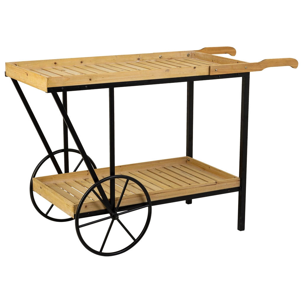 Carrello espositivo in metallo e legno marrone 125x50x80h