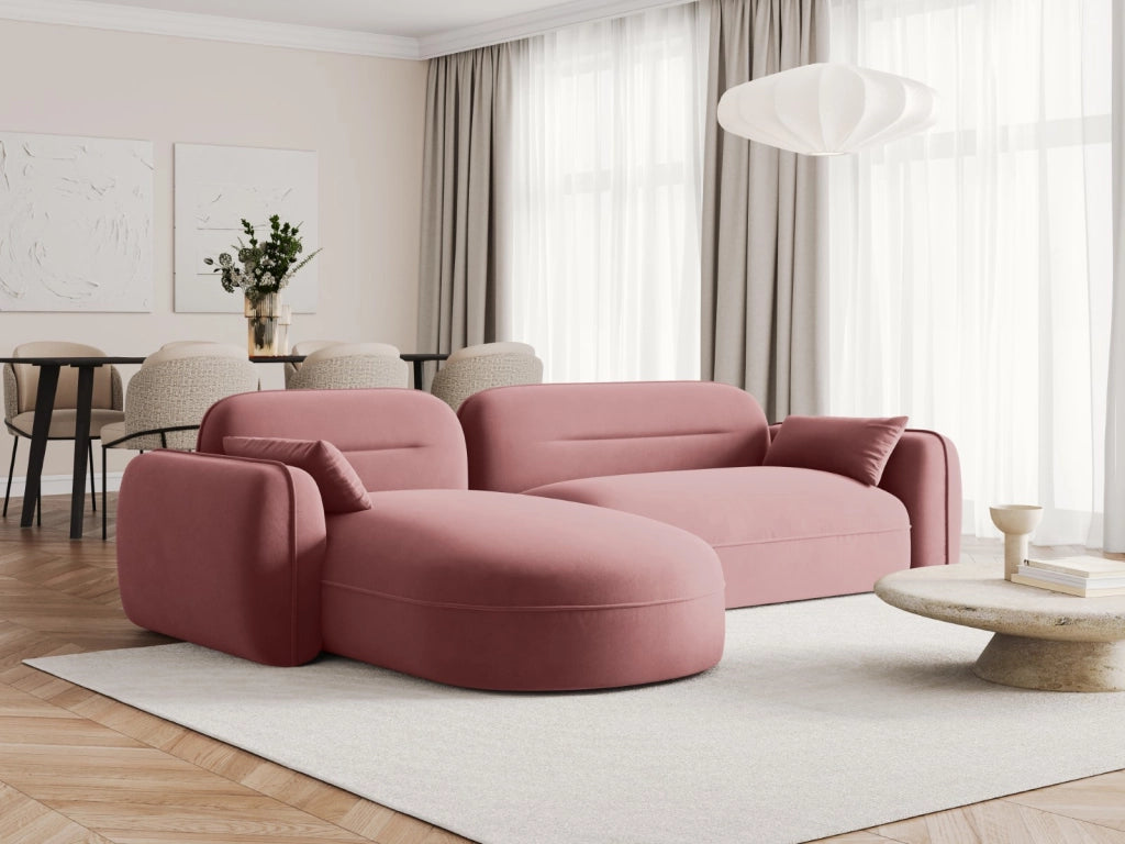Cosmopolitan Design - Divano angolare modulare sinistro "Sydney" 4 posti in velluto salmone 