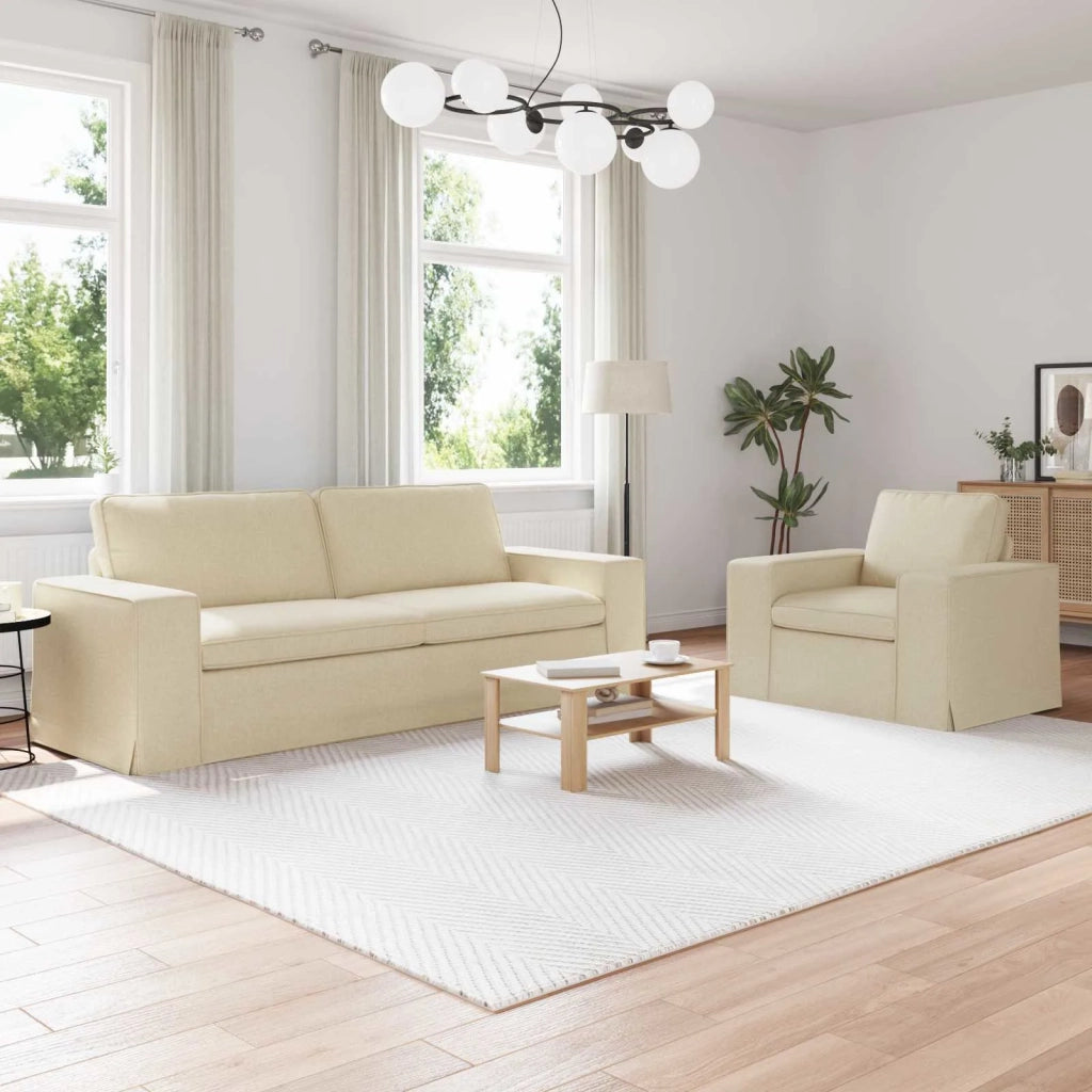 Set di divani 2 pcs Crema 222 x 80 x 82 cm Tessuto