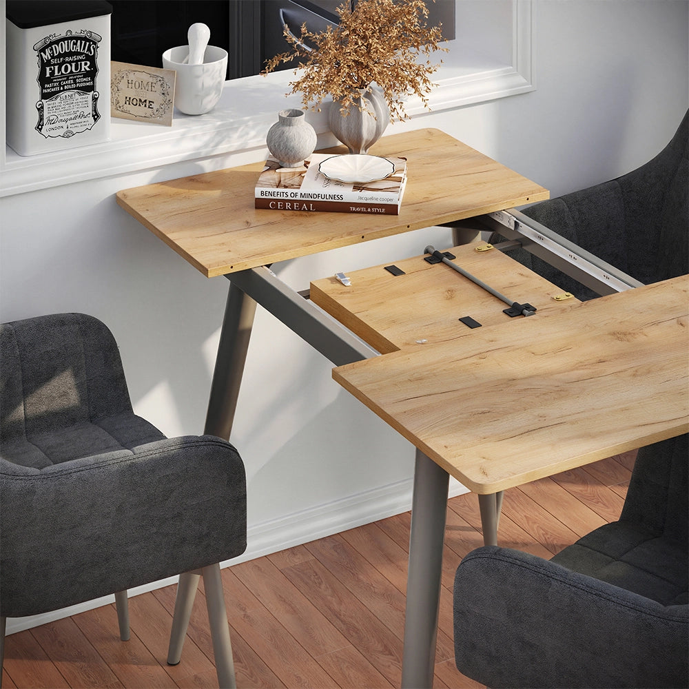 Vicco tavolo da pranzo allungabile Rovere Goldkraft/Grigio 80 x 70 cm Estensibile