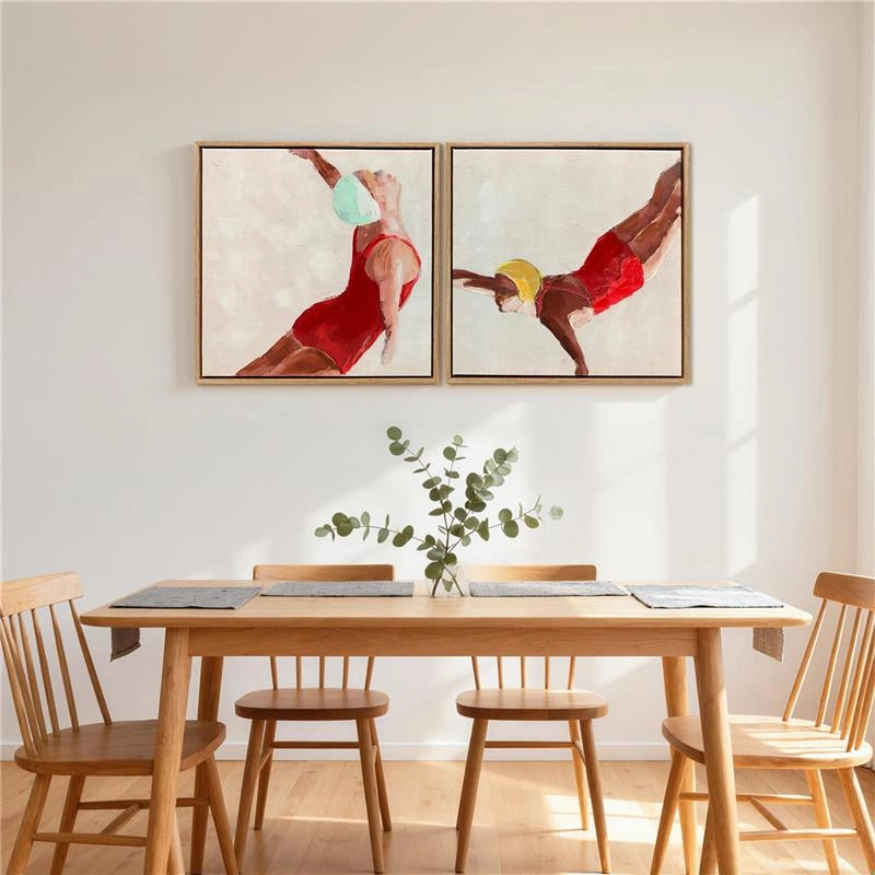 SET DI 2 QUADRI SU TELA MODERNI, STAMPA ARTISTICA DA PARETE CON GANCI INCLUSI, 40X40 CM