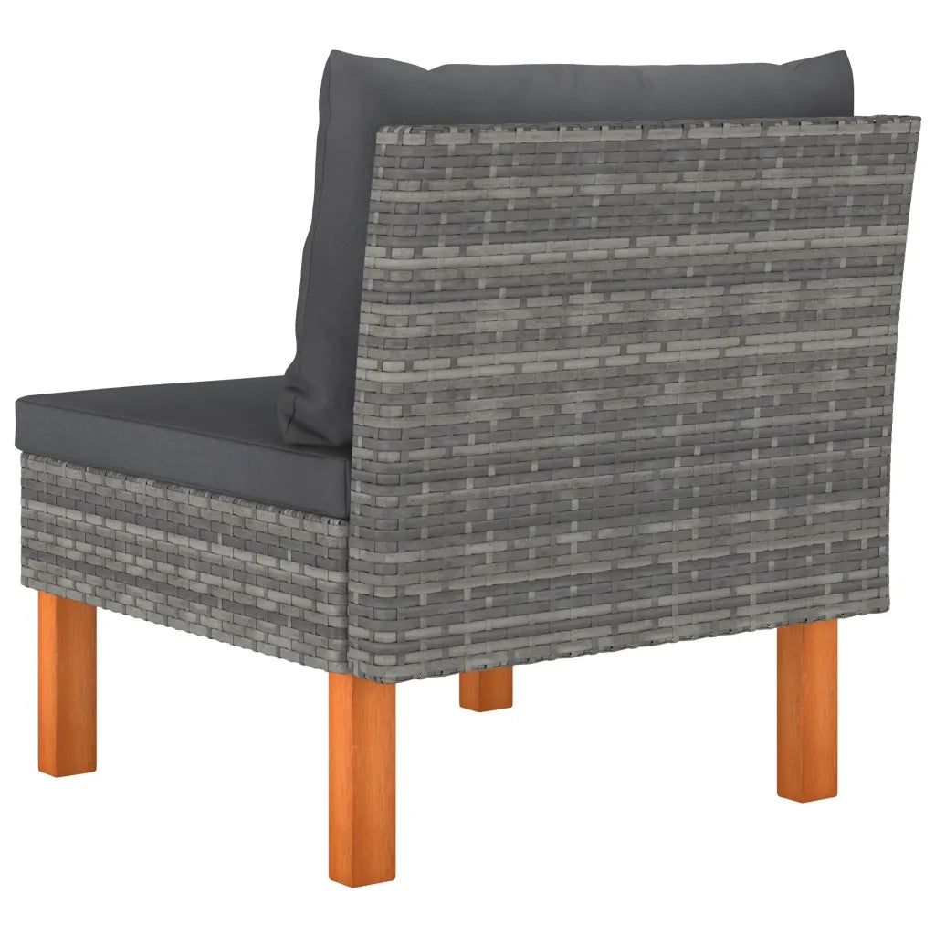 Divani Centrali 2 pz Polyrattan e Legno Massello di Eucalipto 315756