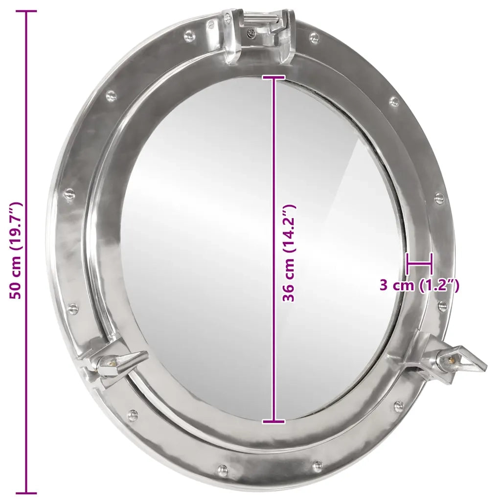 Specchio da Parete Design OblÃ² Ã˜50 cm in Alluminio e Vetro