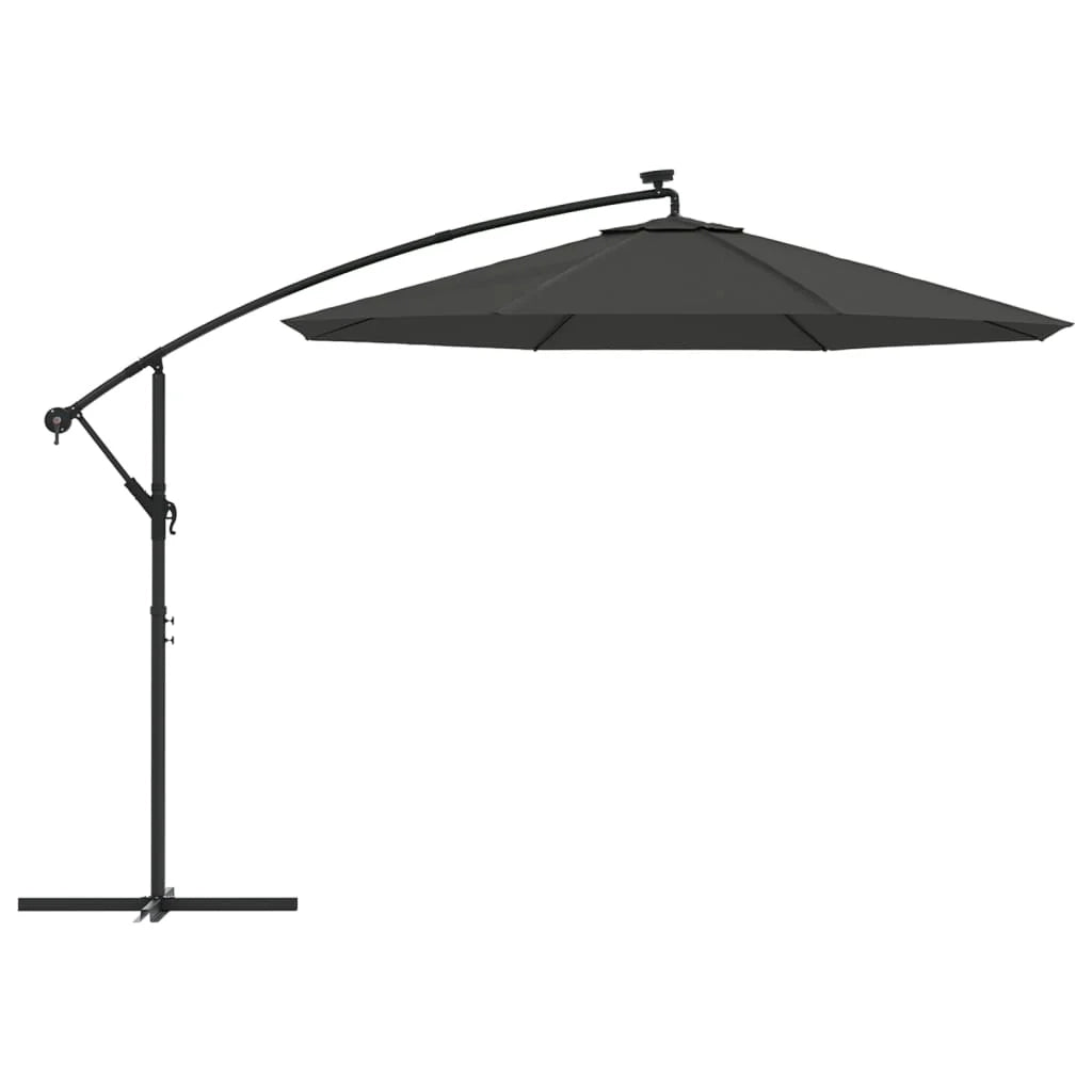 Ombrellone da giardino con illuminazione a LED a sbalzo e palo in acciaio da 300 cm antracite 02_0008641