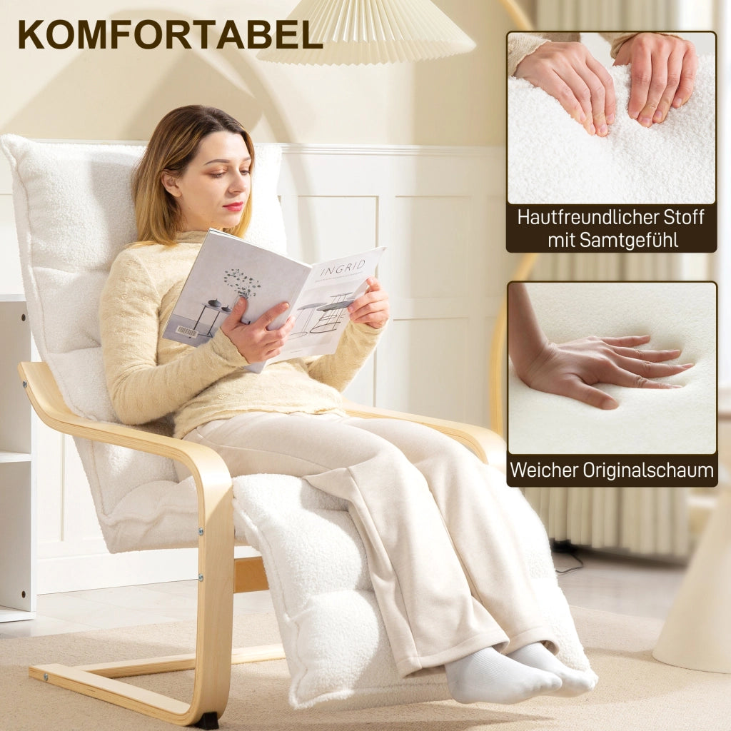 Poltrona relax reclinabile ¨C Xylo ¨C legno betulla poggiapiedi regolabile bianco
